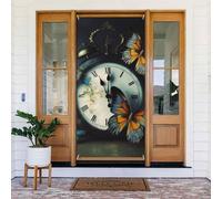 Cloche de porte décorative en forme de papillon - Bannière de porte de bienvenue saisonnière - Printemps été - Bannière de porche - Fond photo pour intérieur et extérieur - 183 x 90 cm