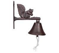 Cloche de porte en fonte avec écureuils - Cloche murale rustique de style maison de campagne, traditionnellement coulée à la main, design antique, fabriquée en une seule pièce, L 9,4 x P 18,6 x H 19,1