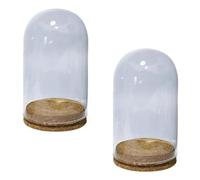 Cloche de présentation en verre, Cloche en verre, lot de 2 pots avec base bois, diamètre 50-90mm, hauteur 70-350mm(80 * 220mm)