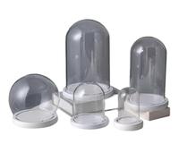 Cloche de présentation en verre, Pot cloche en verre for plantes, bougies à collectionner avec base bois blanc, plusieurs tailles(15 * 35cm)