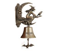 Cloche de Sorcière Halloween en Fonte Vintage avec Balai - Sonnette Murale Crochet Antique pour Porte d’Entrée, Porche, Maison - Décoration(Witch 2)