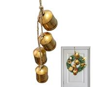 Cloche de Vache de 26 Pouces Long, Cloche Murale Rustique Vintage Porte-Bonheur, 4 Cloches dorées, Cloches Noël Portables pour la décoration Porte, Couronne Noël