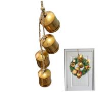 Cloche de Vache de 26 Pouces Long, Rustique, Vintage, tenture Murale, Porte-Bonheur, 4 Cloches dorées, Portable pour décoration Porte, Couronne Noël, Cloches dorées