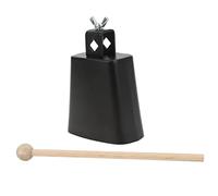 Cloche de vache métal noire avec, instrument de percussion pour batterie - Son clair et puissant, fabrication robuste, idéal musiciens et passionnés (4 pouces)