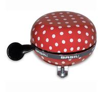 Cloche de vélo Basil BIG BELL Polkadot - points rouges blancs Ø 80 mm