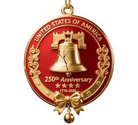 Cloche décorative pour Le 250e Anniversaire des États-Unis, décorations pour Le 250e Anniversaire des États-Unis, Cloche Suspendue en métal pour Sapin de Noël avec détails commémoratifs, 4 cm