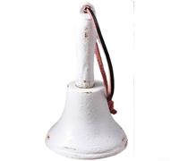 Cloche décorative vintage en fonte avec finition vieillie authentique et corde de suspension, conçue pour une utilisation de style rustique à la maison et au jardin (A)