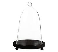 Cloche dôme en verre transparent avec base en bois rustique antique pour plantes, plantes grasses, guirlandes lumineuses, photos, médailles, remplissage décoratif et plus encore, marron
