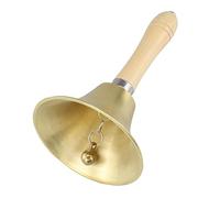 Cloche dorée extra forte et solide avec poignée en bois, 11 cm, grande cloche d'appel en laiton pour l'école, la méditation, le traîneau de méditation, cloches de bureau décoratives pour l'école,