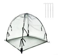 Cloche en maille avec 4 piquets d'ancrage pour parterres de jardin, pots de fleurs, terrasses de balcon, barrière antiparasitaire et anti-oiseaux réutilisable en polyéthylène (56 x 56 x 56 cm)