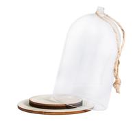 Cloche En Plastique Avec Socle, 6cm 9cm, Av. Cordon De Jute