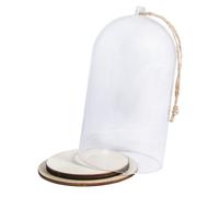 Cloche en plastique avec socle, 8cm 13cm, av. cordon de jute