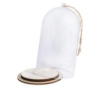 Cloche en plastique avec socle, 8cm ø - 13cm, av.cordon de jute