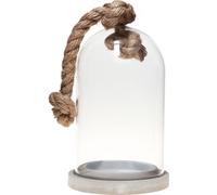 Cloche en verre avec socle aspect béton et corde, décoration de table vintage maritime, cloche décorative Ø17cm H28cm