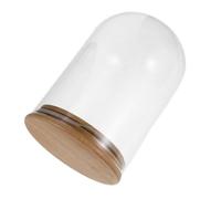 Cloche en Verre Bell-Shaped 12cm Base Bambou pour Fleurs Préservées | Assemblage Simple, Affichage Clair, Protection Complète, pour Noël et Thanksgiving
