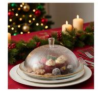 Cloche en verre bords dorés sur plat