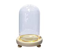 Cloche en verre, dôme d'affichage de cloche, couvercle de dôme en verre transparent, 1 paquet de bocaux de cloche à dôme en verre avec bases en bois - vitrines de table décoratives transparentes avec