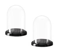 Cloche en verre, dôme d'affichage de cloche, couvercle de dôme en verre transparent, paquet de 2 cloches en acrylique, boîte de rangement transparente avec bases de rangement et comptoir d'organisatio