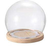 Cloche en verre, dôme d'affichage de pot de cloche, couvercle de dôme en verre transparent, 1 cloche de dôme d'affichage en verre rond, pot de cloche de boule d'affichage de table décoratif avec base