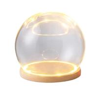 Cloche en verre, dôme d'affichage de pot de cloche, couvercle de dôme en verre transparent, 1 ensemble de dôme en verre, vitrine de table transparente, dôme de cloche de pot de cloche avec base lumine