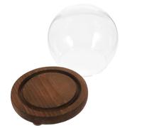 Cloche en Verre Sphérique avec Base Bois pour Plantes et Objets | Globe Transparent Décoratif, Présentation Compacte sur Table ou Bureau, Protège Souvenirs, Collections et Créations