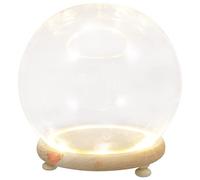 Cloche en verre transparent avec base en bois pour terrarium avec lumière pour plantes succulentes 10 x 10 cm