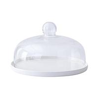 Cloche en Verre Transparent avec Base en céramique et poignée de Tay - Présentoir à gâteaux - Centre de Table - pour Desserts, fromages, pâtisseries - 20,3 cm