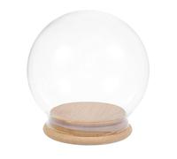 Cloche en Verre Transparente avec Base Bambou pour Miniatures et Souvenirs | Dôme Rond Classique, Silicone Discret, Stabilité sur Table, pour Vitrines de Noël et Comptoirs