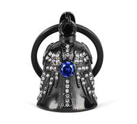 Cloche gardienne ailes d'ange pour moto : porte-clés croix de moto Gremlin Birthstone, accessoires de cloche de motard, cadeaux porte-bonheur pour hommes et femmes