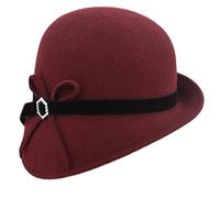 Cloche Irene - Chapeau pour femme - Feutre de laine imperméable - Fabriqué en Italie - Automne/hiver - Rouge - Taille Unique