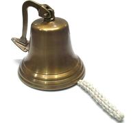 Cloche murale en laiton antique, grande cloche décorative avec support de montage et corde à tirer, finition bronze