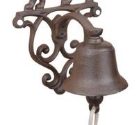 Cloche murale - ESSCHERT DESIGN - Chat Brun - Fonte - Corde de coton - 24,2 cm de hauteur