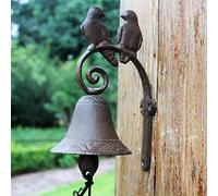 INKCOR Cloche Porte D'entrée Sonnette D'oiseau pour Porte D'entrée/Cour, Cloche De Service en Fonte Lourde, Cloches De Dîner Murales avec Oiseaux Amoureux, Résistant Aux Intempéries