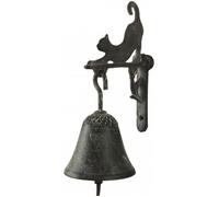 Cloche Sonnette - Non spécifié - Motif Chat - Fonte Patinée Grise - 8x12x18cm - Murale