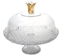 Cloche sur pied Fleur en verre 30 cm - Table Passion - Transparent / Cristal - Verre Transparent G