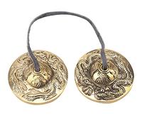 Cloche Tibétaine, Instruments de Percussion Bouddhistes Carillons Bouddhistes Tibétains Cloche Cymbales Tingsha pour Méditation Yoga Pratique Zen Thérapie par le Son Guérison(Motif double dragon)
