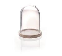 Cloche Verre avec Socle Bois 16 cm