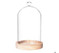 Cloche verre bois H19cm - Atmosphera createur d'interieur