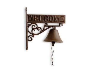 Cloche Welcome Fonte Marron 21.5x11x23cm - Décoration d'Autrefois