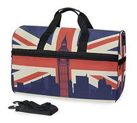 Clocher du Drapeau Britannique Sac de Sport de Natation de Sport avec Compartiment À Chaussures Sacs de Sport À Bandoulière Sac À Main pour Voyage Femmes Filles