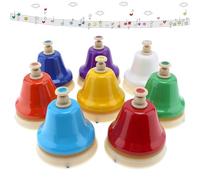 Cloches à main 8 notes, cloches de bureau de musique, instrument de percussion, cloche de table musicale pour enseigner le chœur d'église, cloches diatoniques colorées, apprentissage musical