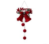 Cloches à suspendre pour sapin de Noël - Pendentif en plastique floqué rouge avec nœud et Père Noël, décoration nordique festive pour décoration de fenêtre de maison (double cloches)