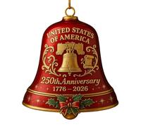Cloches commémoratives US 25e anniversaire Ornement Patriotic Christmas Tree & Garden Decor 1776-2026 Sonnette de porte du gardien du souvenir
