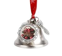 Cloches de Noël 2025 en forme de grenades dans un panier, grelots argentés avec corde de suspension rouge, cloches décoratives vintage pour sapin de Noël, cheminée, cheminée, décoration d'intérieur