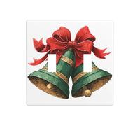 Cloches de Noël avec nœud rouge vintage double interrupteur plaque murale décoration taille standard - 11,4 x 11,4 cm