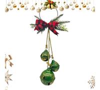 Cloches de Noël avec nœud - Style maison de campagne - Pendentif festif | Cloches à suspendre pour extérieur, porte d'entrée, maison, cheminée, Nouvel An, mariage, hiver