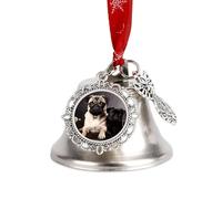 Cloches de Noël - Cloches de Noël en forme de carlin, pendentif vintage argenté à suspendre avec breloque rustique, cadeaux de fête de mariage pour la décoration de la maison (cloche d'aile)