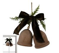 Cloches de Noël, décoration en bois rustique, décoration traditionnelle festive à suspendre pour la famille, les amis, la maison, les vacances, l'intérieur et l'extérieur, branche, mur, fenêtre, coin