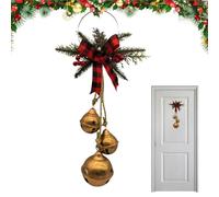 Cloches de Noël décoratives avec nœud rustique en métal pour sapin de Noël | Cloches de Noël de campagne - Décoration pour extérieur, porte d'entrée, mur, cheminée, Nouvel An, mariage et vent