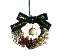 Cloches de Noël dorées antiques avec deux formes de clochette, ficelle en métal et jute, parfait pour accrocher sur les portes, fenêtres, arbres et présentoirs de vacances (E)